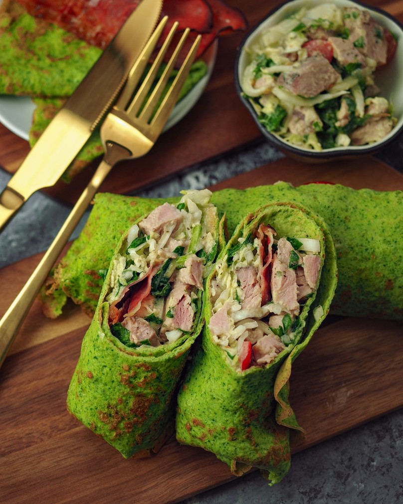 Keto serowo-szpinakowe wrapy (bez glutenu, LCHF)